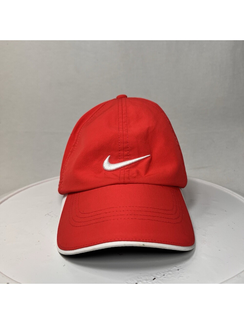 Nike One  Perforated Hat Mens Adjustable Cap Red Logo OSFA Pre-owned